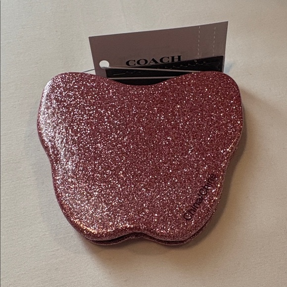 NWT COACH Butterfly Pink Glitter Mirror - Picture 4 of 4